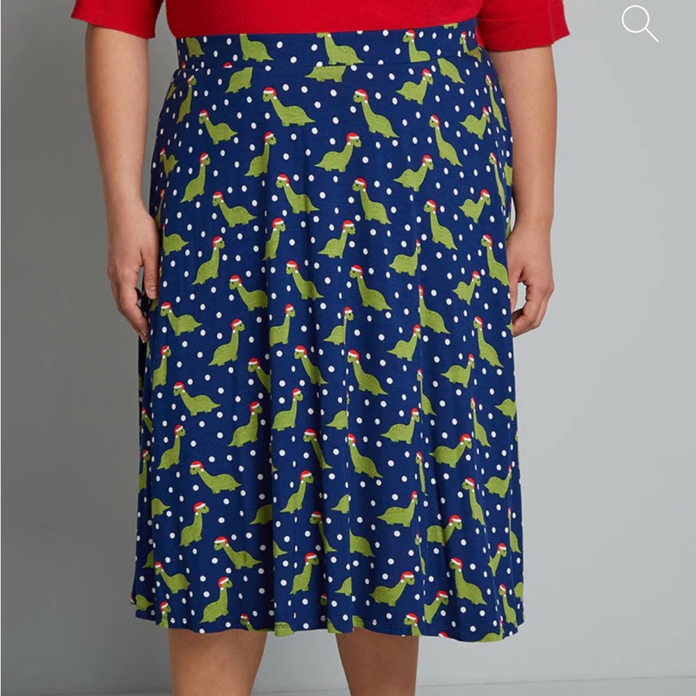NWT ModCloth Dino Christmas Skirt - Large